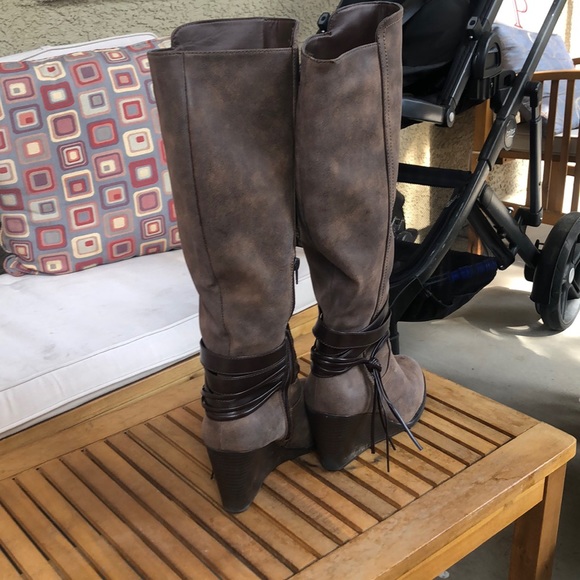 Rampage Sophie Wedge Boots grey brown - Picture 7 of 8